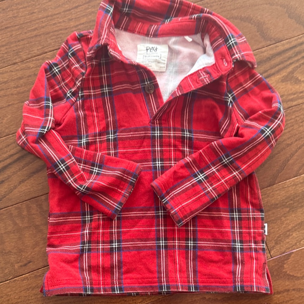 Little Sleepies Red Plaid Button Down Shirt